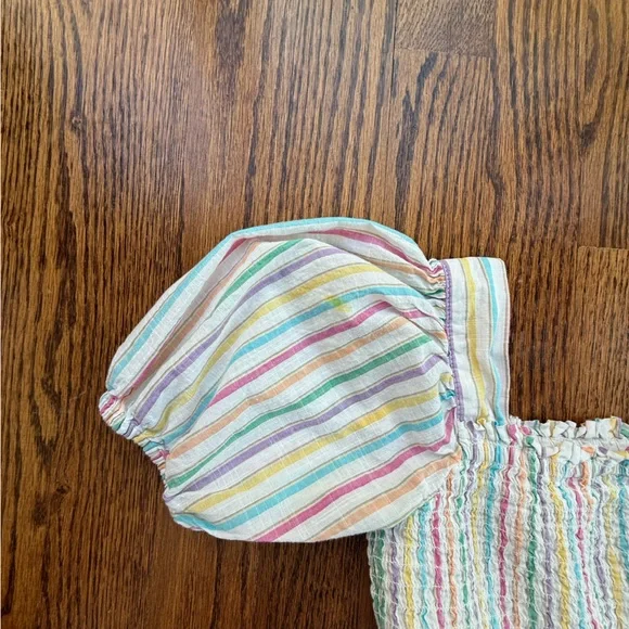 Gap Rainbow Smocked Puff Sleeve Dress XS - Picture 5 of 9